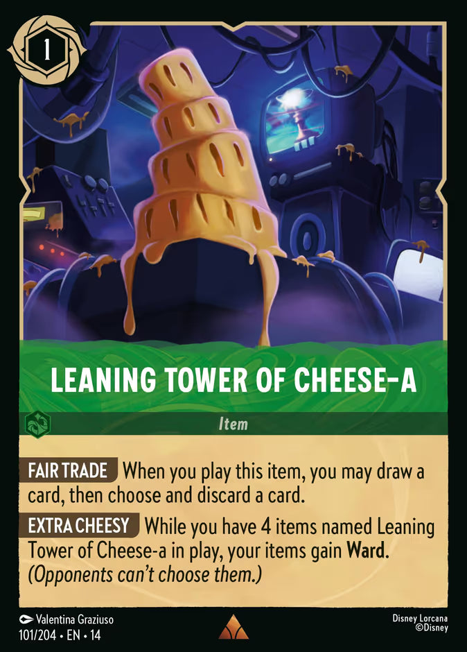 English Disney Lorcana Hyperia City card 101/204 — Leaning Tower of Cheese-a - Foil 101/204