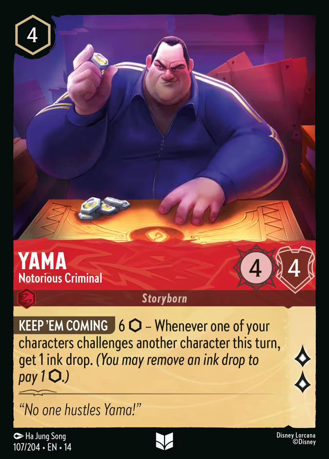 English Disney Lorcana Hyperia City card 107/204 — Yama - Notorious Criminal - Non-Foil 107/204