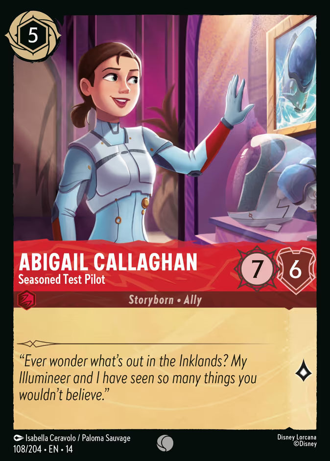 English Disney Lorcana Hyperia City card 108/204 — Abigail Callaghan - Seasoned Test Pilot - Non-Foil 108/204