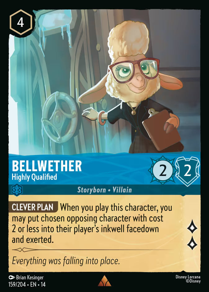 English Disney Lorcana Hyperia City card 159/204 — Bellwether - Highly Qualified - Non-Foil 159/204