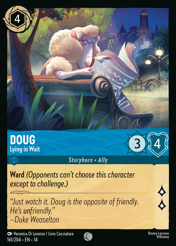English Disney Lorcana Hyperia City card 161/204 — Doug - Lying in Wait - Foil 161/204