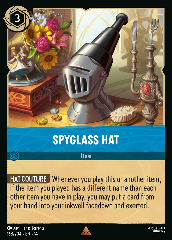 English Disney Lorcana Hyperia City card 168/204 — Spyglass Hat - Foil 168/204