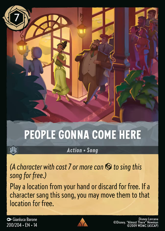 English Disney Lorcana Hyperia City card 200/204 — People Gonna Come Here - Foil 200/204