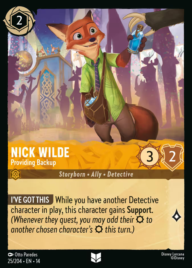 English Disney Lorcana Hyperia City card 25/204 — Nick Wilde - Providing Backup - Non-Foil 25/204