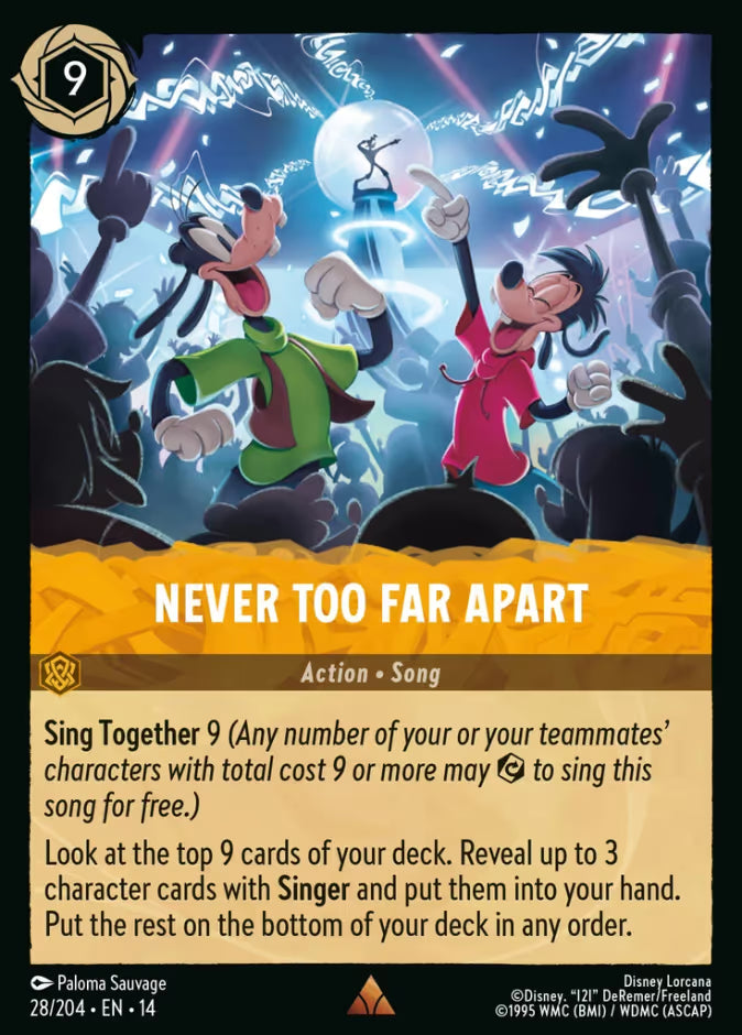 English Disney Lorcana Hyperia City card 28/204 — Never Too Far Apart - Non-Foil 28/204