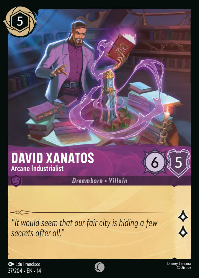 English Disney Lorcana Hyperia City card 37/204 — David Xanatos - Arcane Industrialist - Foil 37/204