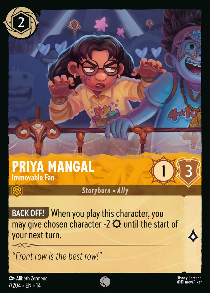 English Disney Lorcana Hyperia City card 7/204 — Priya Mangal - Immovable Fan - Non-Foil 7/204