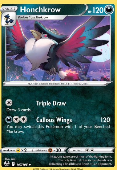 #107 Honchkrow Silver Tempest