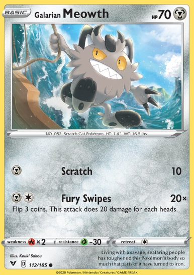 #112 Galarian Meowth Sword & Shield Vivid Voltage