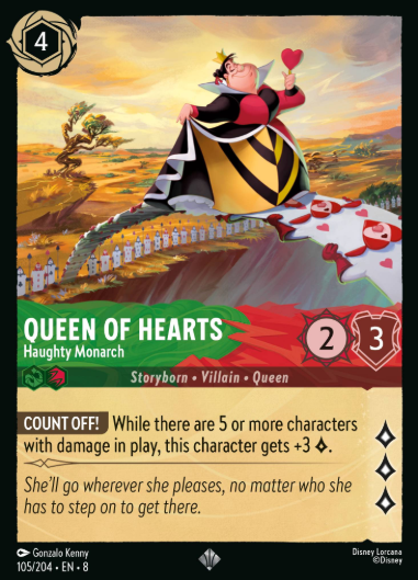 hei hei lorcana card 105 Queen of Hearts Lorcana