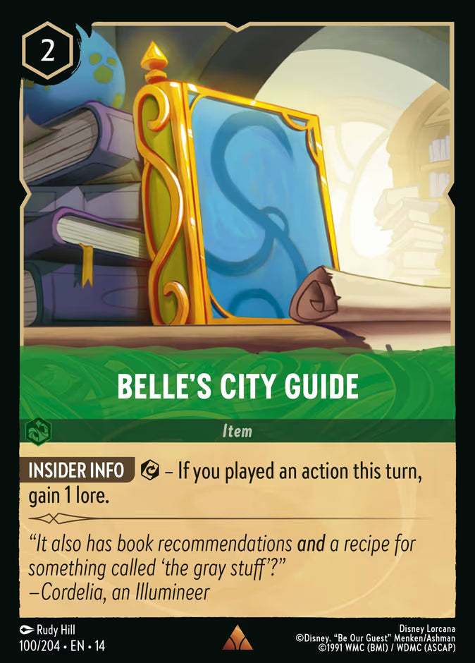 English Disney Lorcana Hyperia City card 100/204 — Belle's City Guide - Foil 100/204