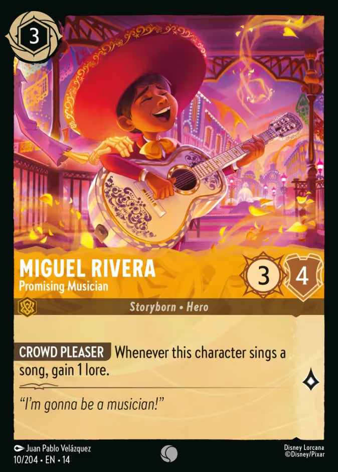 English Disney Lorcana Hyperia City card 10/204 — Miguel Rivera - Promising Musician - Foil 10/204