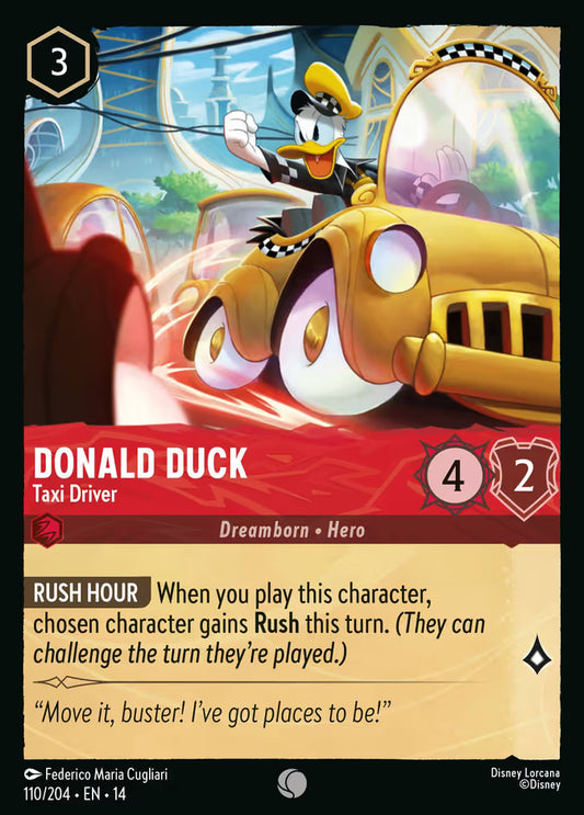 English Disney Lorcana Hyperia City card 110/204 — Donald Duck - Taxi Driver - Non-Foil 110/204