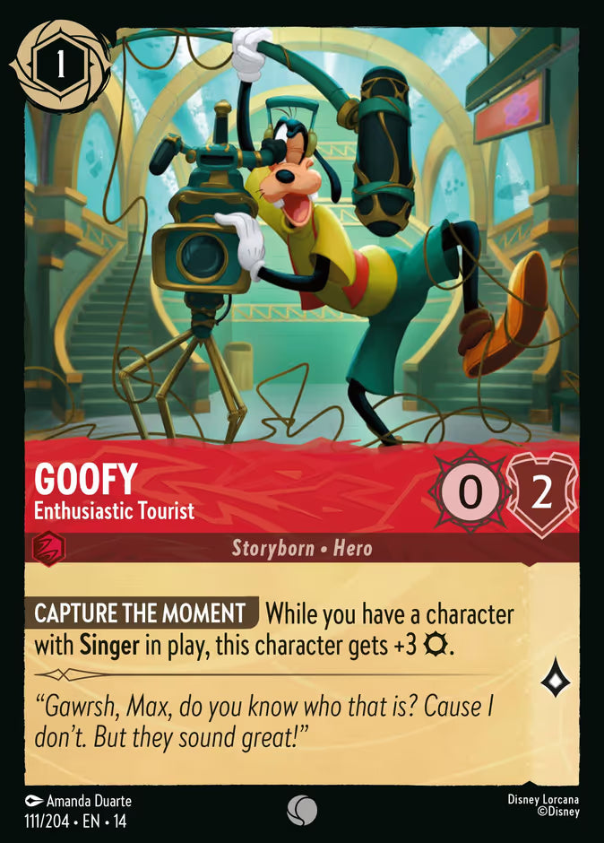 English Disney Lorcana Hyperia City card 111/204 — Goofy - Enthusiastic Tourist - Non-Foil 111/204