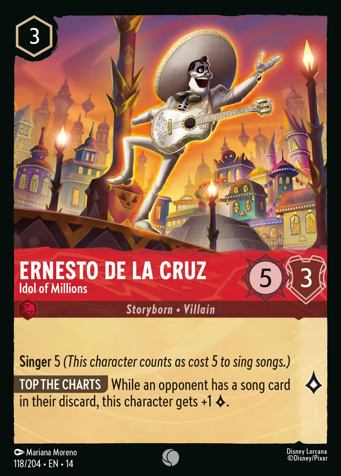 English Disney Lorcana Hyperia City card 118/204 — Ernesto de la Cruz - Idol of Millions - Non-Foil 118/204