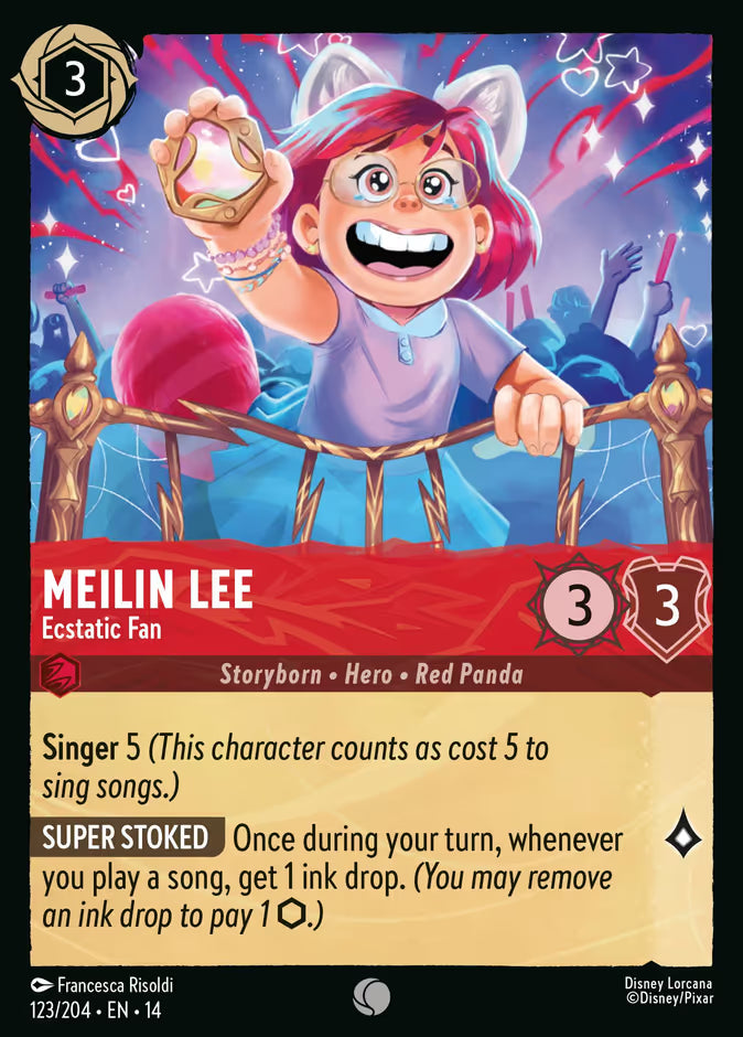 English Disney Lorcana Hyperia City card 123/204 — Meilin Lee - Ecstatic Fan - Non-Foil 123/204