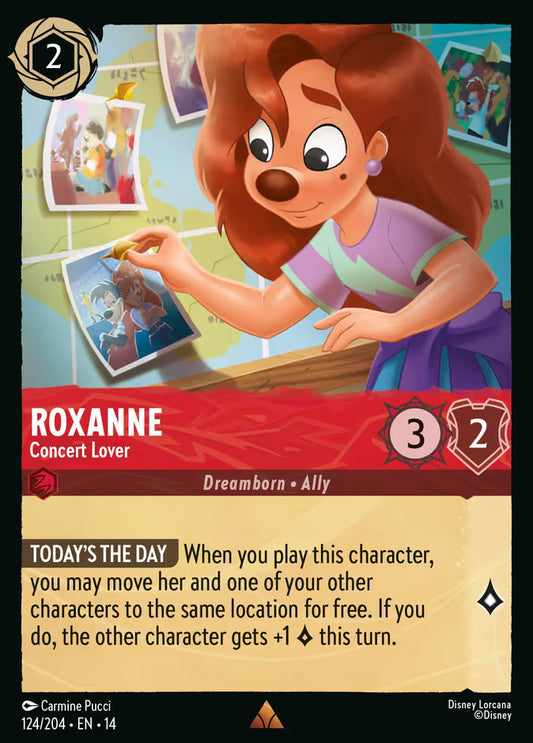 English Disney Lorcana Hyperia City card 124/204 — Roxanne - Concert Lover - Foil 124/204