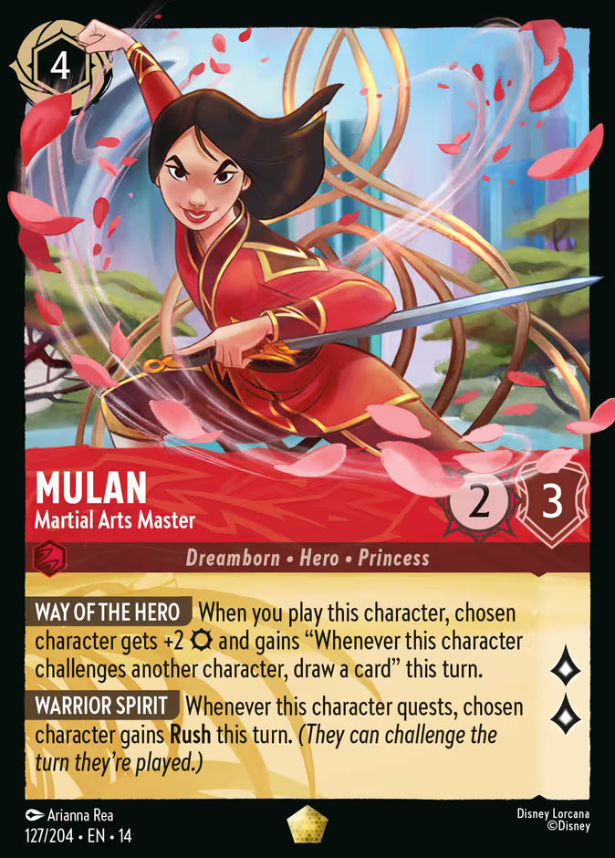 English Disney Lorcana Hyperia City card 127/204 — Mulan - Martial Arts Master - Non-Foil 127/204