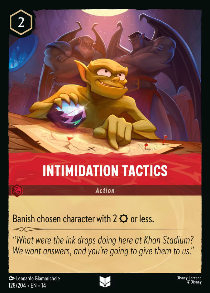 English Disney Lorcana Hyperia City card 128/204 — Intimidation Tactics - Non-Foil 128/204