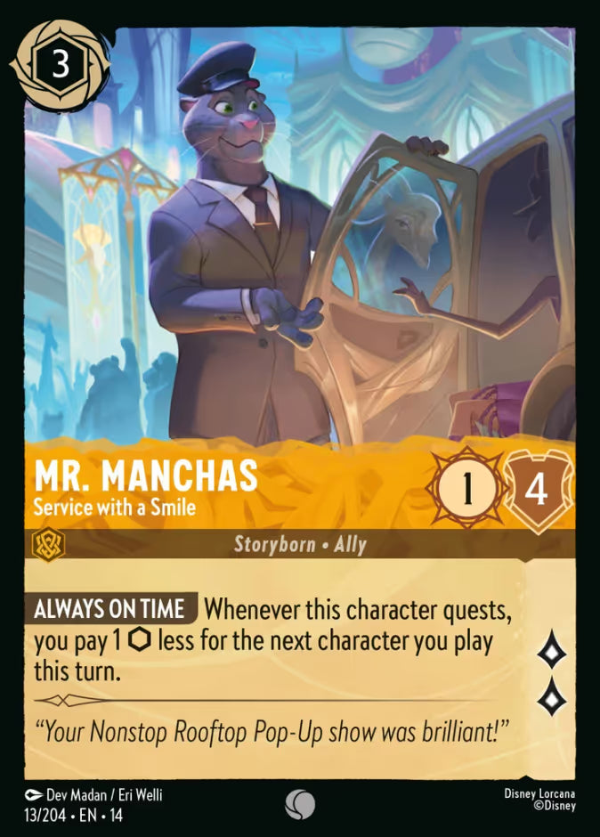 English Disney Lorcana Hyperia City card 13/204 — Mr. Manchas - Service with a Smile - Non-Foil 13/204