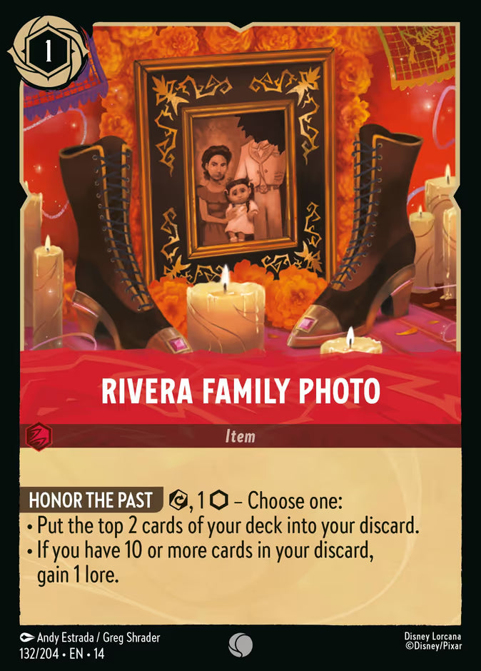 English Disney Lorcana Hyperia City card 132/204 — Rivera Family Photo - Foil 132/204