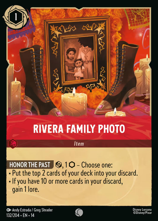 English Disney Lorcana Hyperia City card 132/204 — Rivera Family Photo - Foil 132/204
