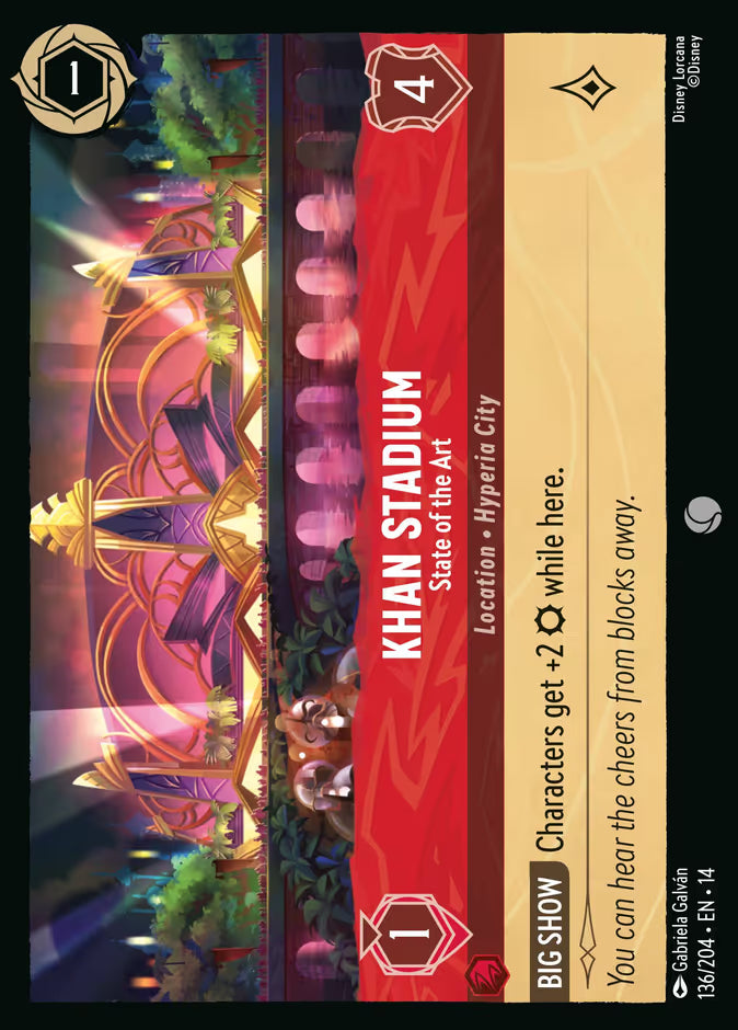 English Disney Lorcana Hyperia City card 136/204 — Khan Stadium - State of the Art - Non-Foil 136/204