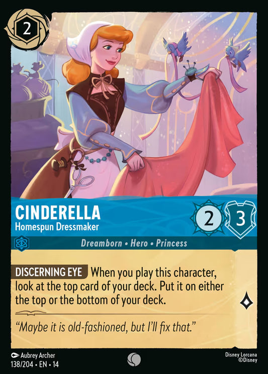 English Disney Lorcana Hyperia City card 138/204 — Cinderella - Homespun Dressmaker - Non-Foil 138/204