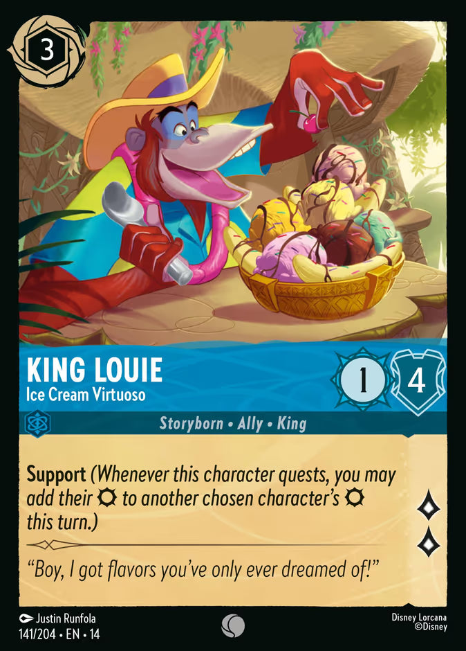 English Disney Lorcana Hyperia City card 141/204 — King Louie - Ice Cream Virtuoso - Foil 141/204