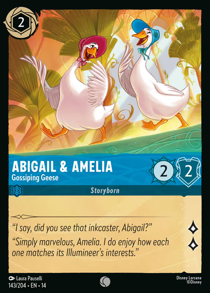 English Disney Lorcana Hyperia City card 143/204 — Abigail & Amelia - Gossiping Geese - Non-Foil 143/204