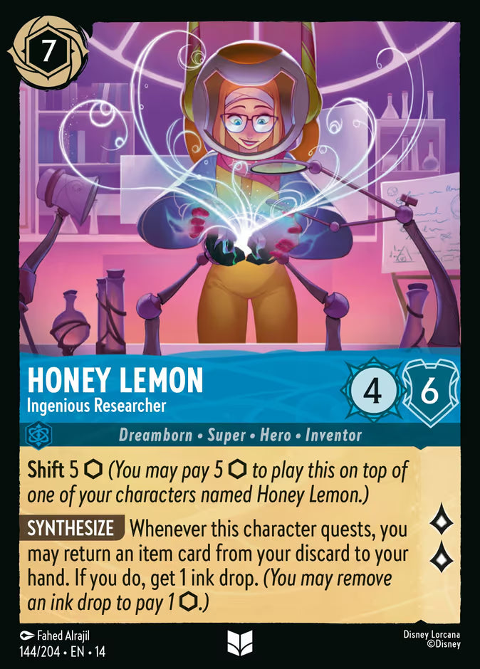 English Disney Lorcana Hyperia City card 144/204 — Honey Lemon - Ingenious Researcher - Non-Foil 144/204