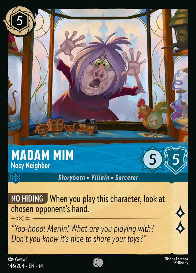 English Disney Lorcana Hyperia City card 146/204 — Madam Mim - Nosy Neighbor - Non-Foil 146/204