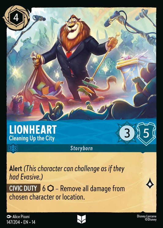 English Disney Lorcana Hyperia City card 147/204 — Lionheart - Cleaning Up the City - Non-Foil 147/204