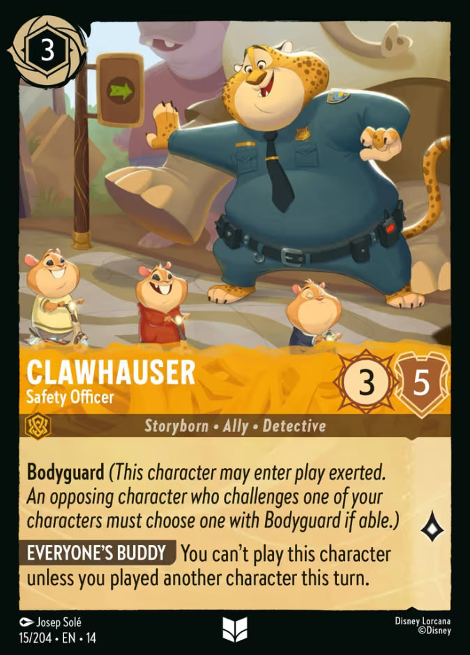 English Disney Lorcana Hyperia City card 15/204 — Clawhauser - Safety Officer - Non-Foil 15/204