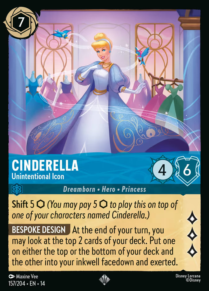 English Disney Lorcana Hyperia City card 157/204 — Cinderella - Unintentional Icon - Non-Foil 157/204