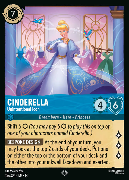 English Disney Lorcana Hyperia City card 157/204 — Cinderella - Unintentional Icon - Foil 157/204