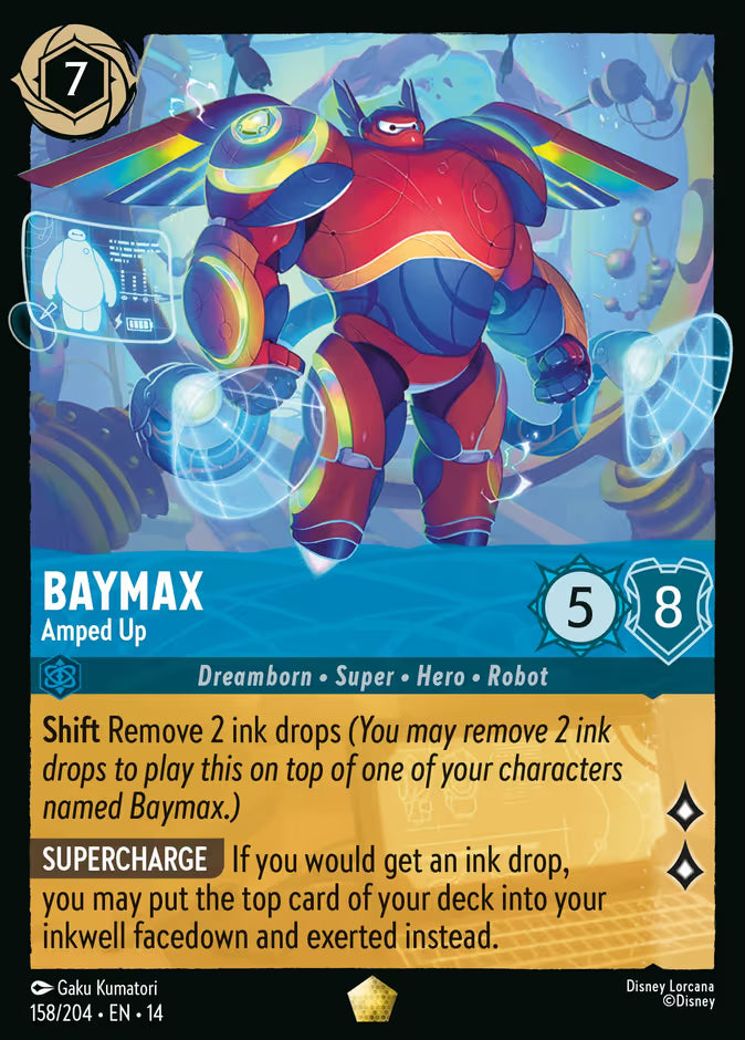 English Disney Lorcana Hyperia City card 158/204 — Baymax - Amped Up - Non-Foil 158/204