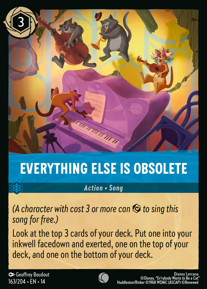 English Disney Lorcana Hyperia City card 163/204 — Everything Else Is Obsolete - Foil 163/204