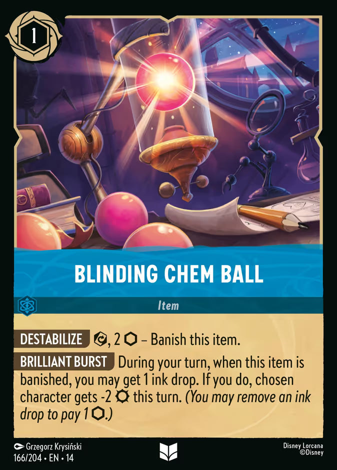 English Disney Lorcana Hyperia City card 166/204 — Blinding Chem Ball - Foil 166/204