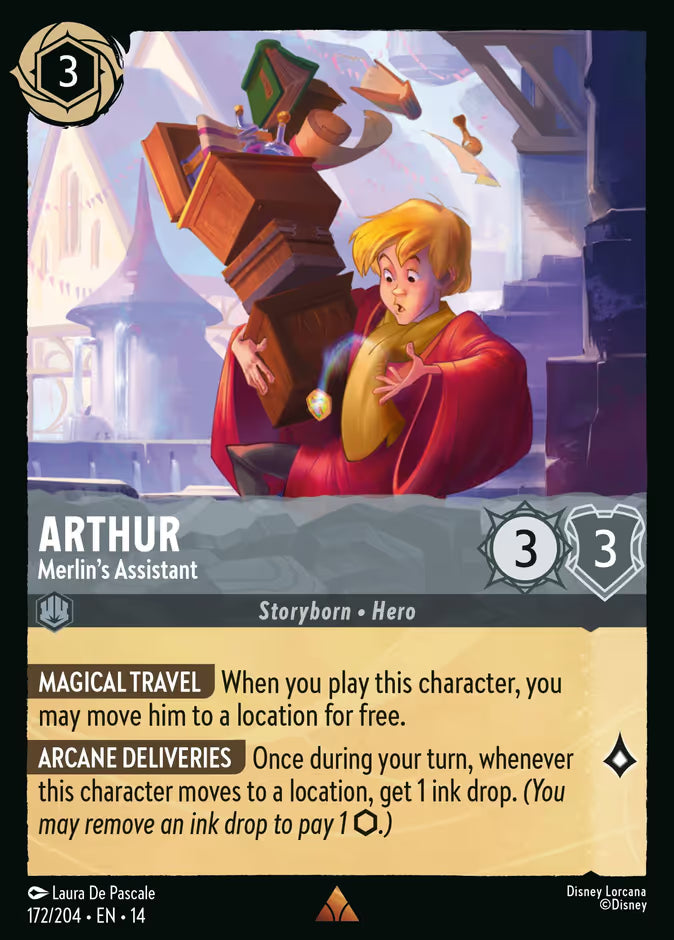English Disney Lorcana Hyperia City card 172/204 — Arthur - Merlin's Assistant - Foil 172/204