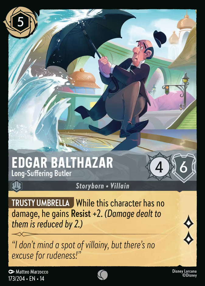 English Disney Lorcana Hyperia City card 173/204 — Edgar Balthazar - Long-Suffering Butler - Foil 173/204