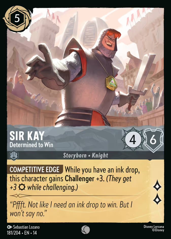 English Disney Lorcana Hyperia City card 181/204 — Sir Kay - Determined to Win - Non-Foil 181/204