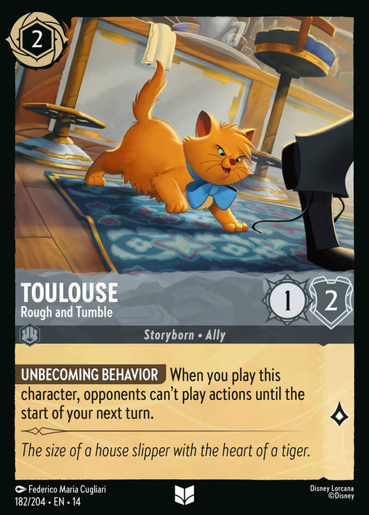 English Disney Lorcana Hyperia City card 182/204 — Toulouse - Rough and Tumble - Foil 182/204
