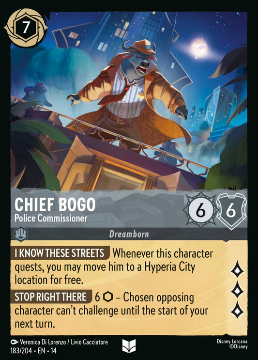 English Disney Lorcana Hyperia City card 183/204 — Chief Bogo - Police Commissioner - Non-Foil 183/204