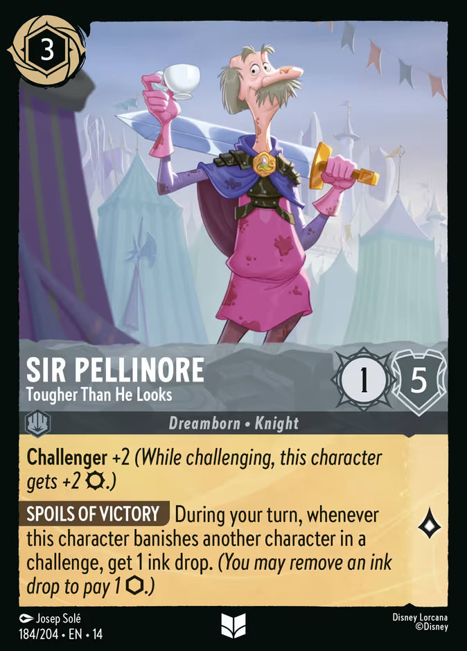 English Disney Lorcana Hyperia City card 184/204 — Sir Pellinore - Tougher Than He Looks - Foil 184/204