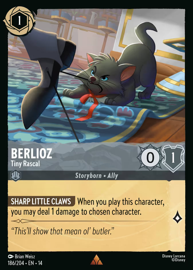English Disney Lorcana Hyperia City card 186/204 — Berlioz - Tiny Rascal - Non-Foil 186/204
