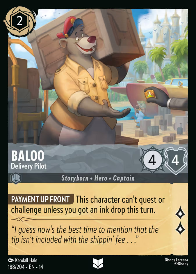 English Disney Lorcana Hyperia City card 188/204 — Baloo - Delivery Pilot - Foil 188/204