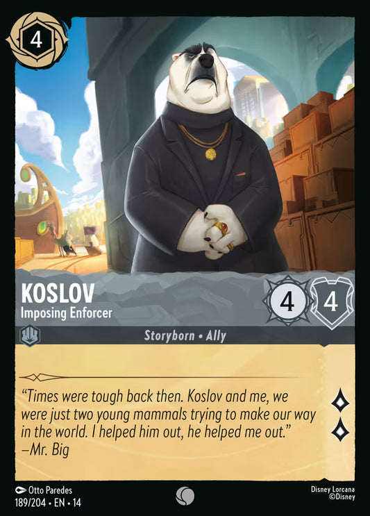 English Disney Lorcana Hyperia City card 189/204 — Koslov - Imposing Enforcer - Foil 189/204