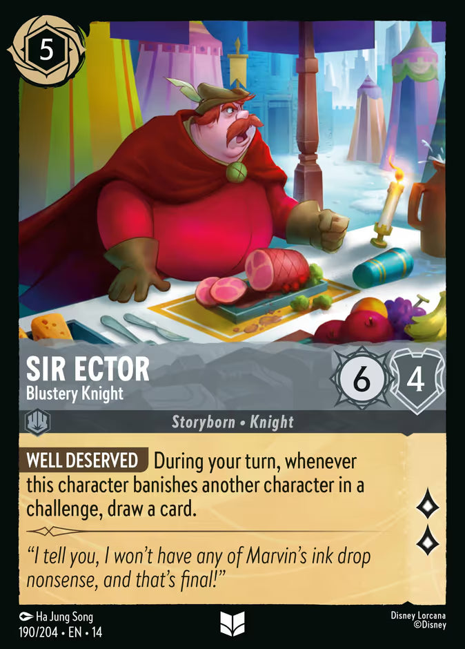 English Disney Lorcana Hyperia City card 190/204 — Sir Ector - Blustery Knight - Foil 190/204