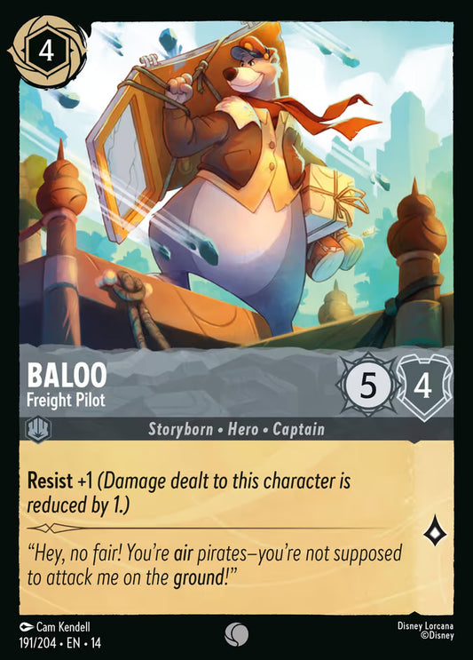 English Disney Lorcana Hyperia City card 191/204 — Baloo - Freight Pilot - Non-Foil 191/204